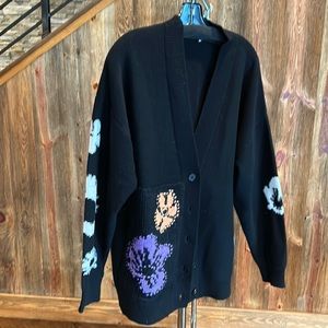 Alexander McQueen oversized cardigan size small black with flowers